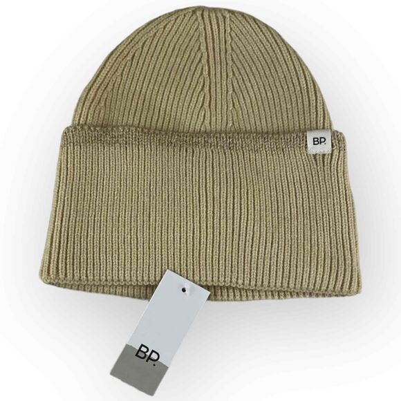 Nordstrom Accessories - BP Nordstrom Women’s Oversized Cuff Beanie Hat - Ribbed Biscotti Tan Beige